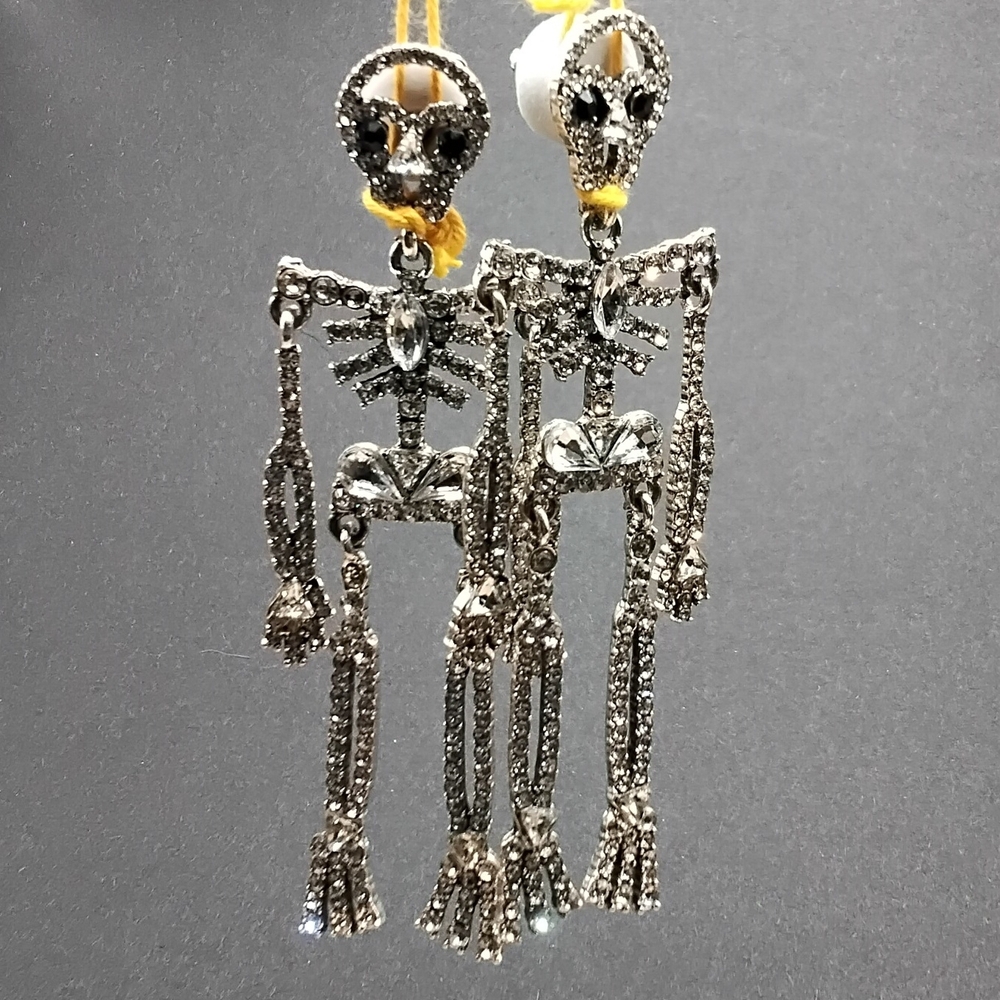 Sparking Rhinestone Skeleton Earrings - image 5